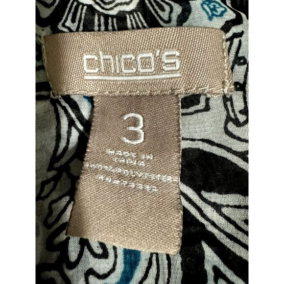 CHICO'S Long Sleeve Semi-Sheer Paisley Button Up Pleated Blouse Shirt Sz 3 XL - Picture 6 of 6